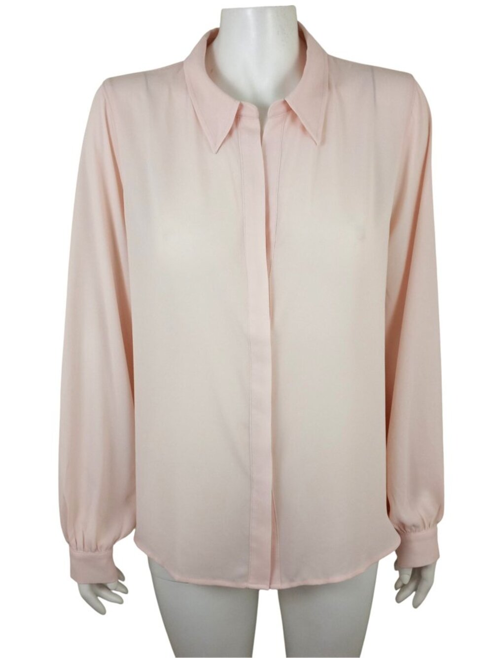 WHBM Blush Pink Shirt Womens L Long Sleeve Covered Button Front